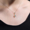 Kite Cut Moss Agate Necklace With Floral Emerald Accent (5)