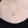 Kite Cut Moss Agate Necklace With Floral Emerald Accent (6)