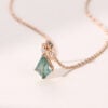 Kite Cut Moss Agate Necklace With Floral Emerald Accent (6)