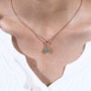 Kite Cut Moss Agate Necklace With Floral Emerald Accent (8)