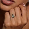 Kite Cut Moss Agate Solitaire Engagement Ring Four V Prongs Promise Ring (1)