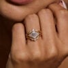 Long Hexagon Cut Moissanite Bridal Ring Set Unique Engagement Ring Set (1)
