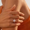 Marquise Cut Moissanite Hidden Halo Engagement Ring With Half Eternity Pavé Band Bridal Ring Set (2)