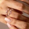 Moissanite Curved Wedding Band Celtic Knot Double Band (1)