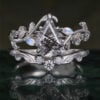 Nature Inspired Kite Cut Black Rutilated Quartz Bridal Ring Set (1)