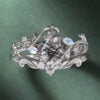 Nature Inspired Kite Cut Black Rutilated Quartz Bridal Ring Set (4)