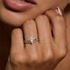 Oval Cut Moissanite Bridal Ring Set with Leaf Anniversary Band (3)