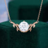 2CT Round Cut Moissanite Branch Design Solitaire Necklace