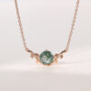 Round cut moss agate solitaire branch necklace