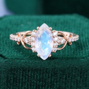 Marquise Cut Moonstone Infinity Pavé Engagement Ring