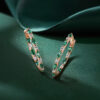 Alternating Marquise Emerald & Round Diamond Huggie Earrings