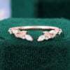 Leaf design moissanite open curved wedding band