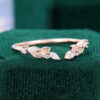 Leaf Design Moissanite Open Curved Wedding Band (15)