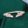 Leaf Design Moissanite Open Curved Wedding Band