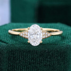 Oval Cut Lab Diamond Cluster Engagement Ring Milgrain Diamond Accented Promise Ring