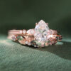 Pear Cut Moissanite Bridal Ring Set with Nature Inspired Leaf Band (1)
