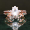 Pear Cut Moissanite Bridal Ring Set with Nature Inspired Leaf Band (2)