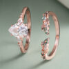 Pear Cut Moissanite Bridal Ring Set with Nature Inspired Leaf Band (5)