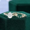 Pear Cut Moissanite Bridal Ring Set with Nature Inspired Leaf Band (5)