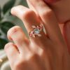 TwigLine Round Cut Moss Agate Promise Ring For Her (1)