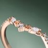 Hexagon Cut Moss Agate Bridal Ring Set with Leaf Accents (2)