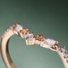 Kite Cut Moss Agate Engagement Ring Set with Leaf Accents Classic Bridal Set (2)