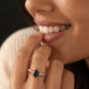 Leafwave Pear Cut Teal Sapphire Engagement Ring With Diamond Accents
