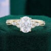 Oval Cut Moissanite Engagement Ring Embossed Band