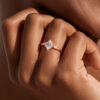 Princess cut moissanite engagement ring dainty side stone ring