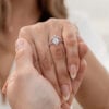 2PCS Vintage Lace Halo Engagement Ring Set with Oval Cut Moissanite (1)
