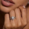 2PCS Vintage Lace Halo Engagement Ring Set with Oval Cut Moissanite (3)