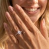 Oval Cut Moissanite Milgrain Lace Halo Engagement Ring (2)
