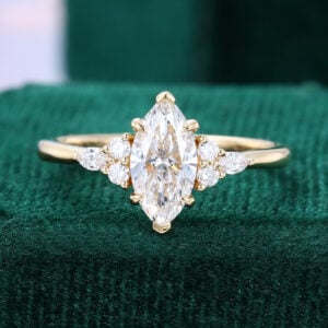 1 CT Marquise Cut Lab Diamond Engagement Ring Cluster Bridal Ring