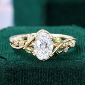 1CT Oval Cut Lab Diamond Branch Inspired Engagement Ring