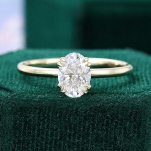 Double Claw Prongs Oval Cut 1ct Lab Diamond Solitaire Engagement Ring