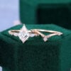 Kite Cut Moissanite Engagement Ring Set Opal Accented Bridal Ring Set (3)