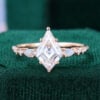 Kite Cut Moissanite Engagement Ring with Pear Shaped Opal Accented (1)