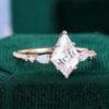 Kite Cut Moissanite Engagement Ring with Pear Shaped Opal Accented (3)