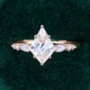 Kite Cut Moissanite Engagement Ring with Pear Shaped Opal Accented (5)
