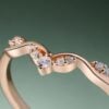 Kite Cut Moss Agate Engagement Ring Cluster Bridal Ring Set (2)