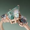 Kite Cut Moss Agate Engagement Ring Cluster Bridal Ring Set (4)