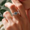 LeafLace Round Cut Moss Agate Promise Ring with Aquamarine Accents (2)