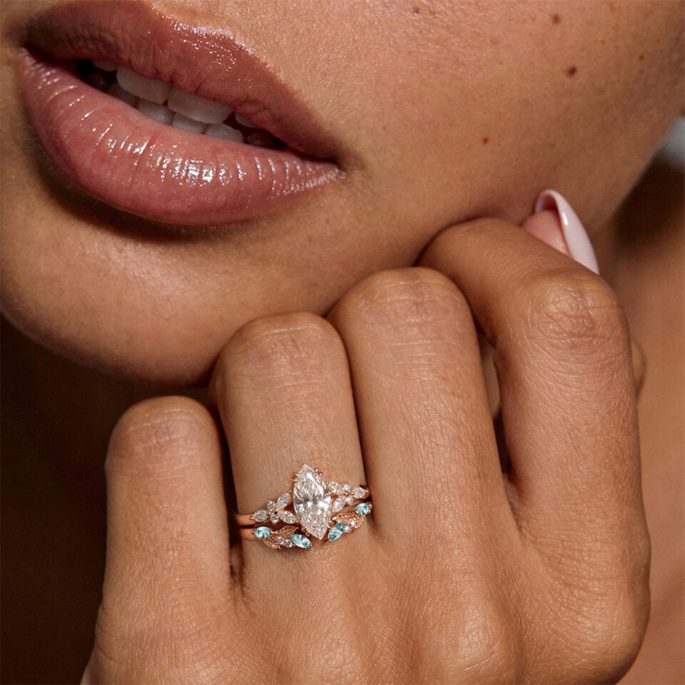 Appreciate the Beauty of a Marquise Moissanite Bridal Ring Set