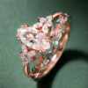 Nature Inspired Marquise Moissanite Bridal Ring Set Blossom Cluster Engagement Ring Set (4)