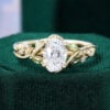 Oval cut lab diamond engagement ring branch inspired leafy ring
