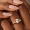 Oval Cut Lab Diamond Engagement Ring Branch Inspired Leafy Ring (2)