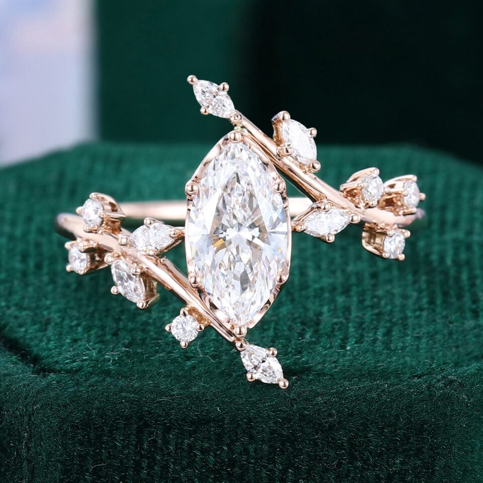 TwigLine | 1CT Marquise Cut Lab Diamond Engagement Ring