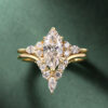 1CT Marquise Cut Lab Grown Diamond Bridal Ring Set
