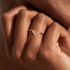 V Shaped Marquise and Baguette Cut Moissanite Curved Wedding Band (2)