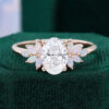 1.5CT Oval Cut Lab Diamond Engagement Ring with Opal Petal Cluster